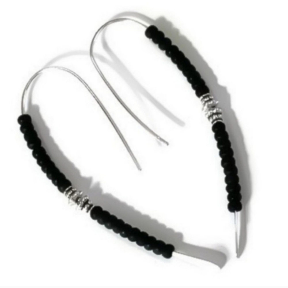 925 Czech Glass Bead Open Threader Earrings